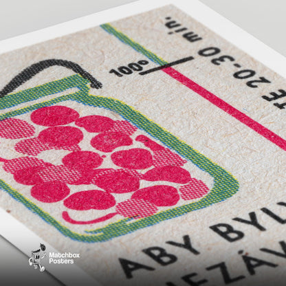 Jar of Cherries - vintage matchbox label print - close-up detail