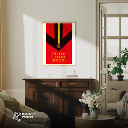 Matches Are Not Toys - vintage matchbox label print - living room mockup