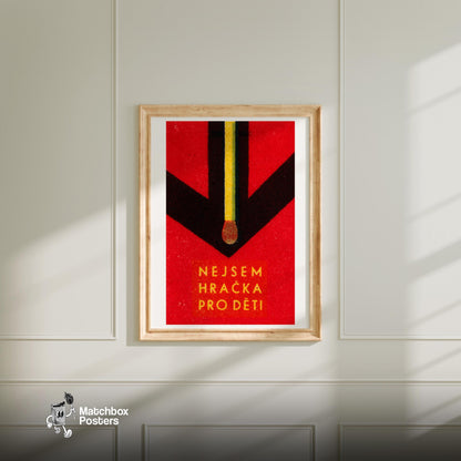 Matches Are Not Toys - vintage matchbox label print - bedroom mockup