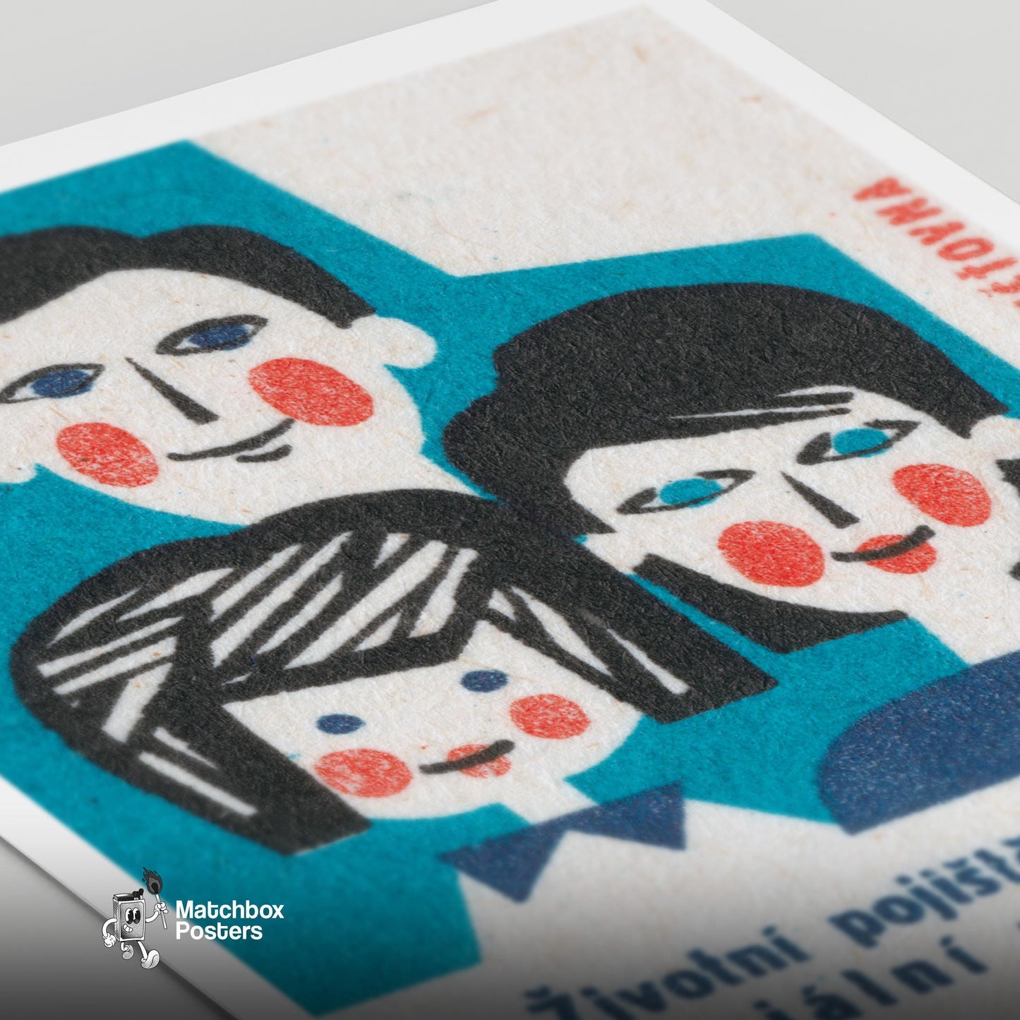 Family Life Insurance - vintage matchbox label print - close-up detail