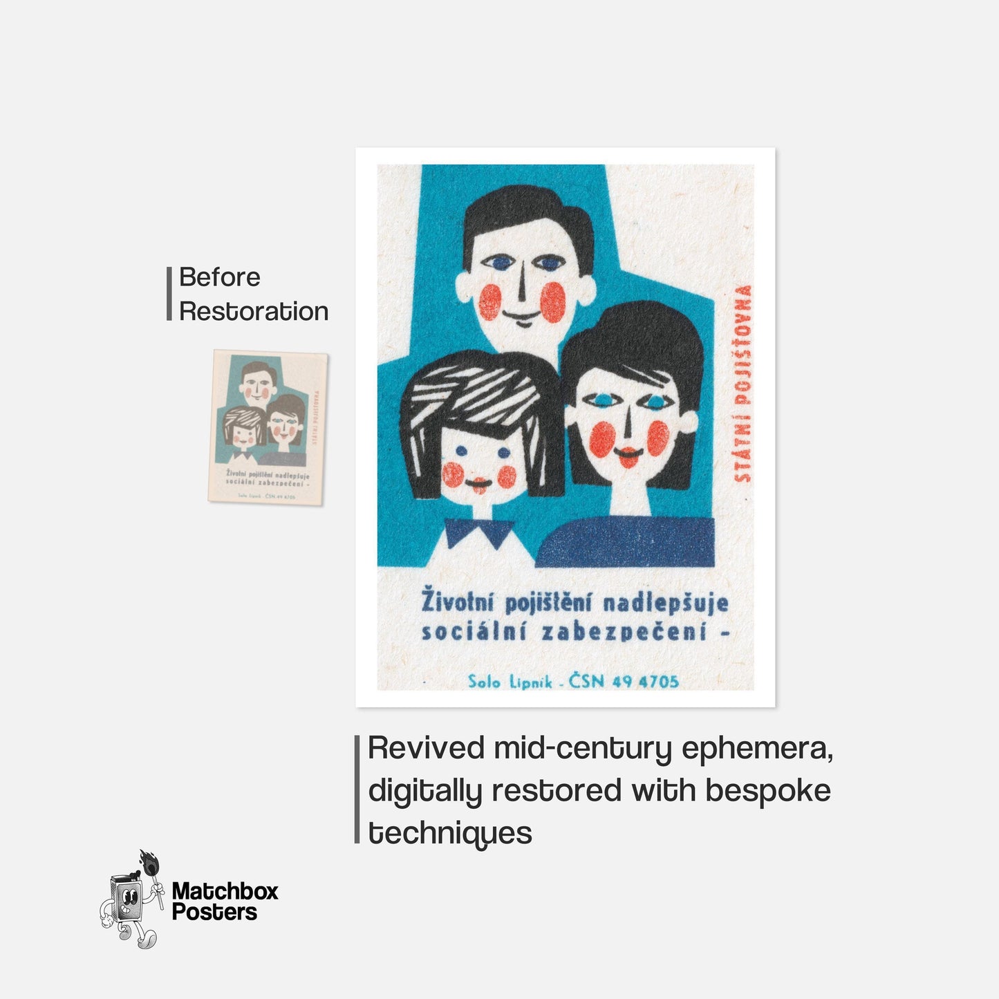 Family Life Insurance - vintage matchbox label print - framed wall art preview