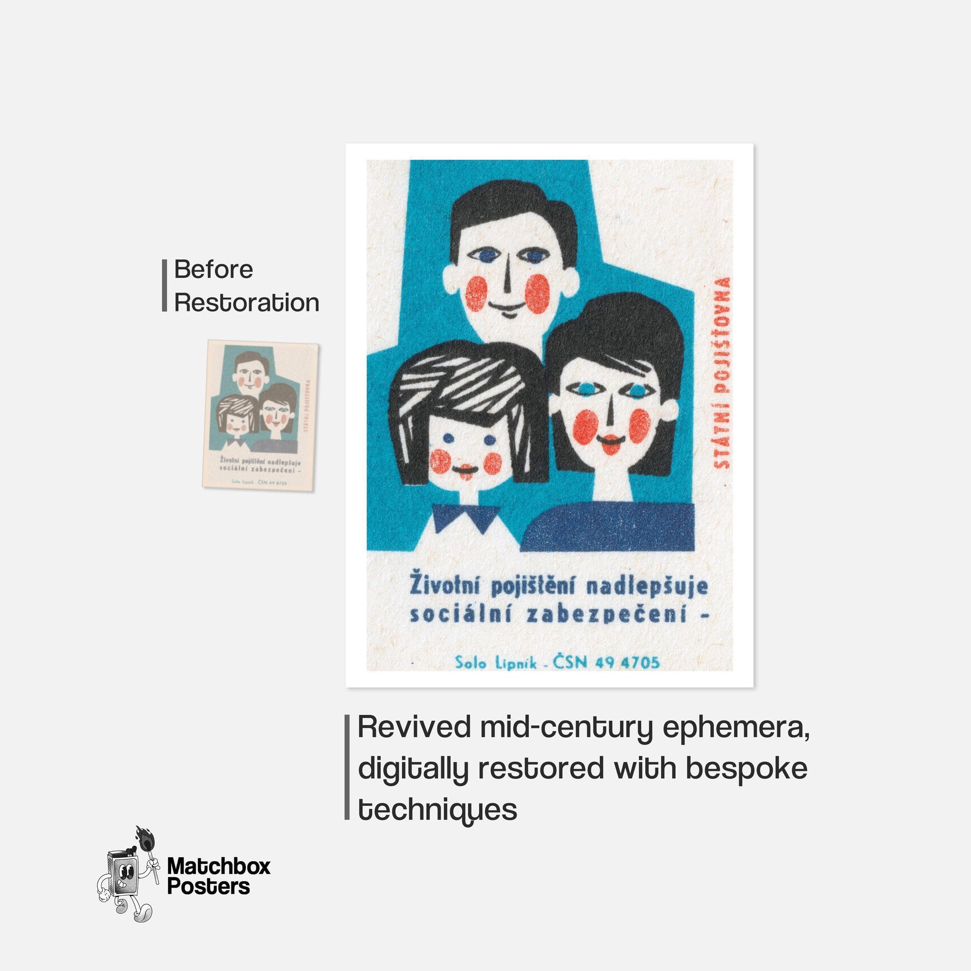 Family Life Insurance - vintage matchbox label print - framed wall art preview