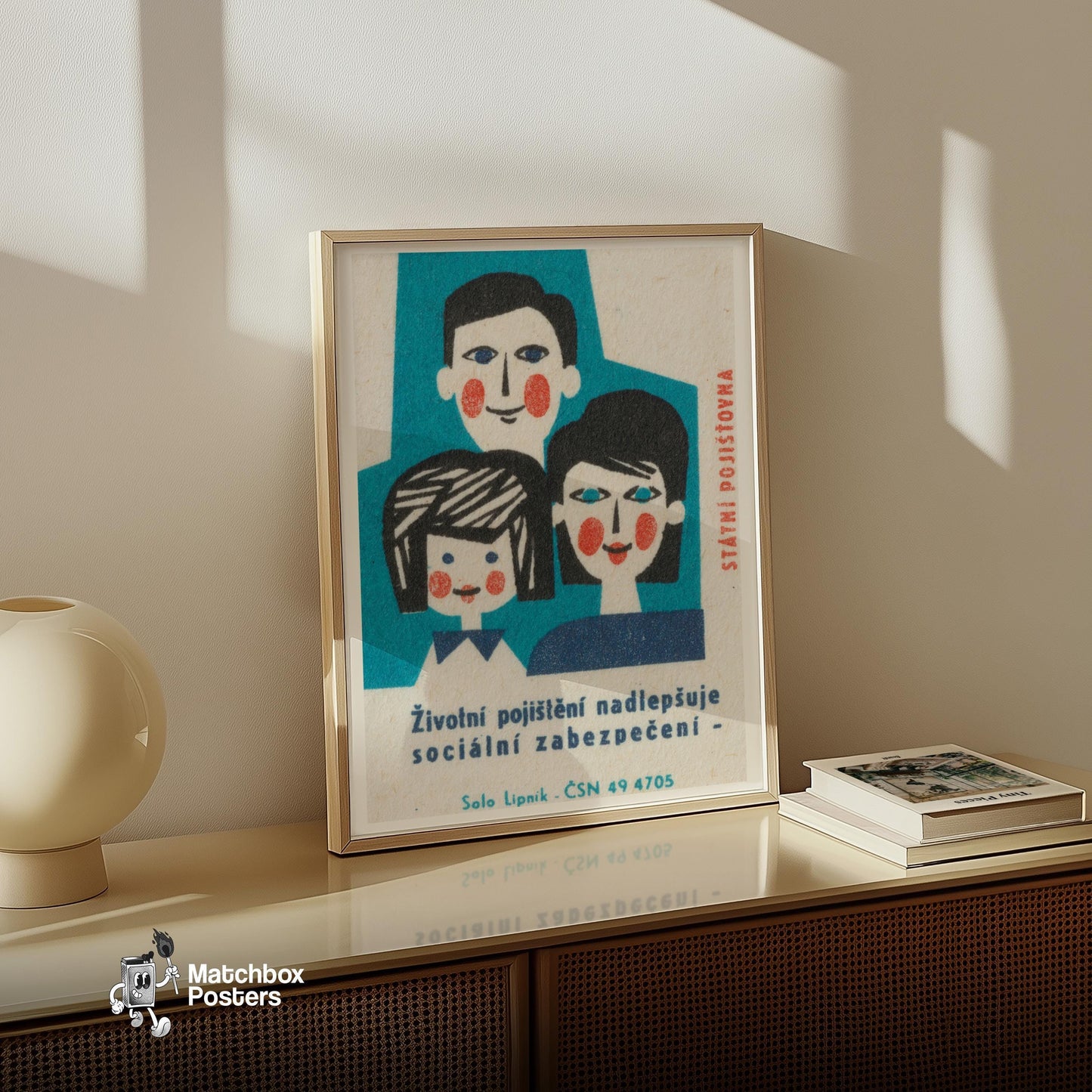 Family Life Insurance - vintage matchbox label print - size comparison