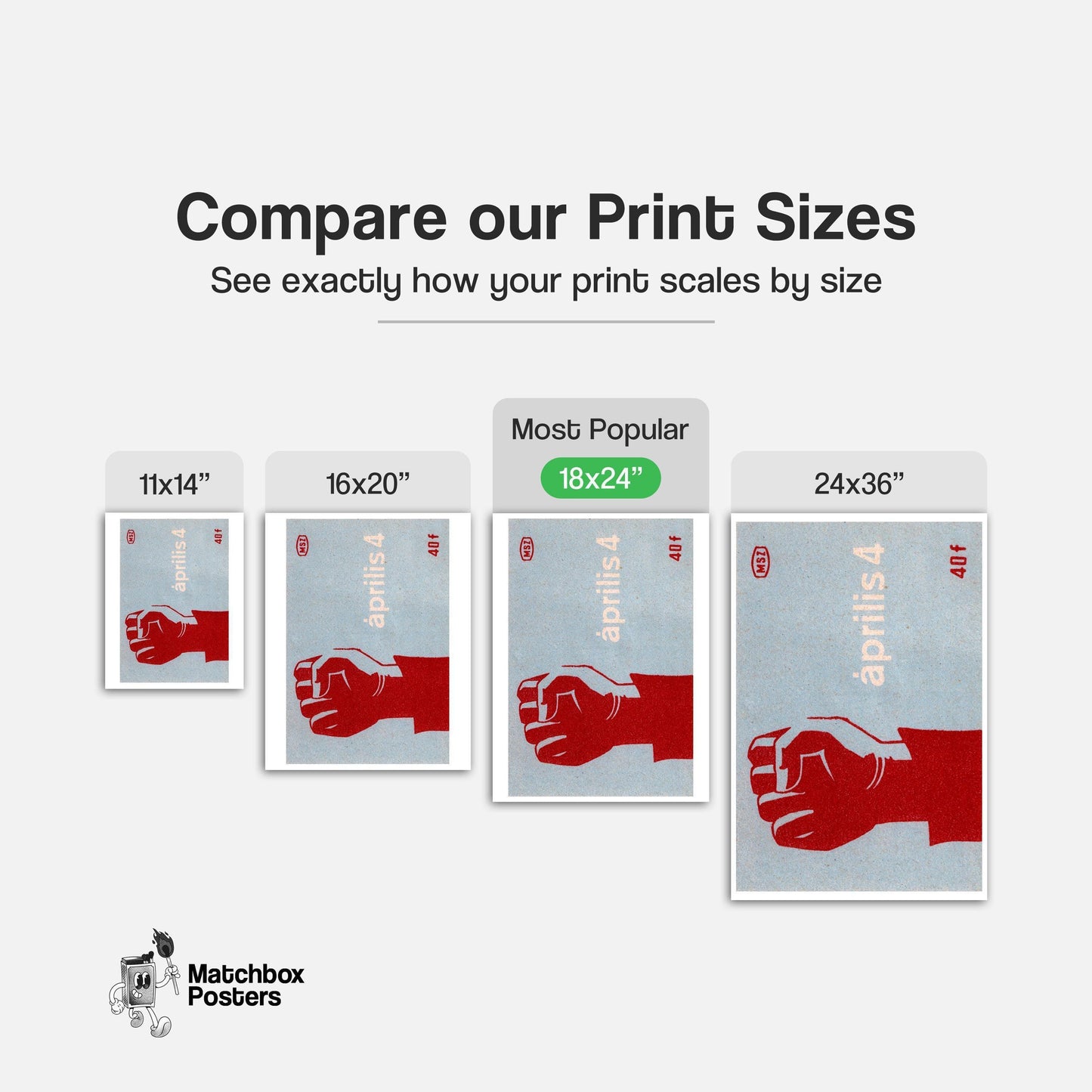 Red Clenched Fist - vintage matchbox label print - gallery wall preview