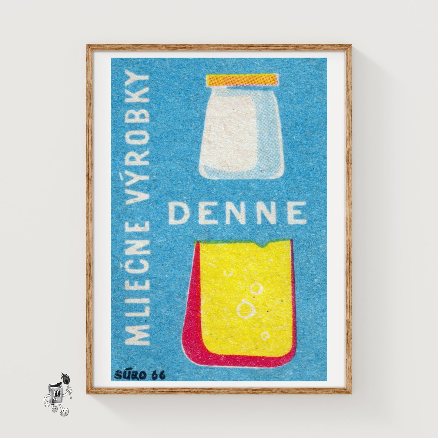 Illustration Of A Milk Jar - vintage matchbox label print