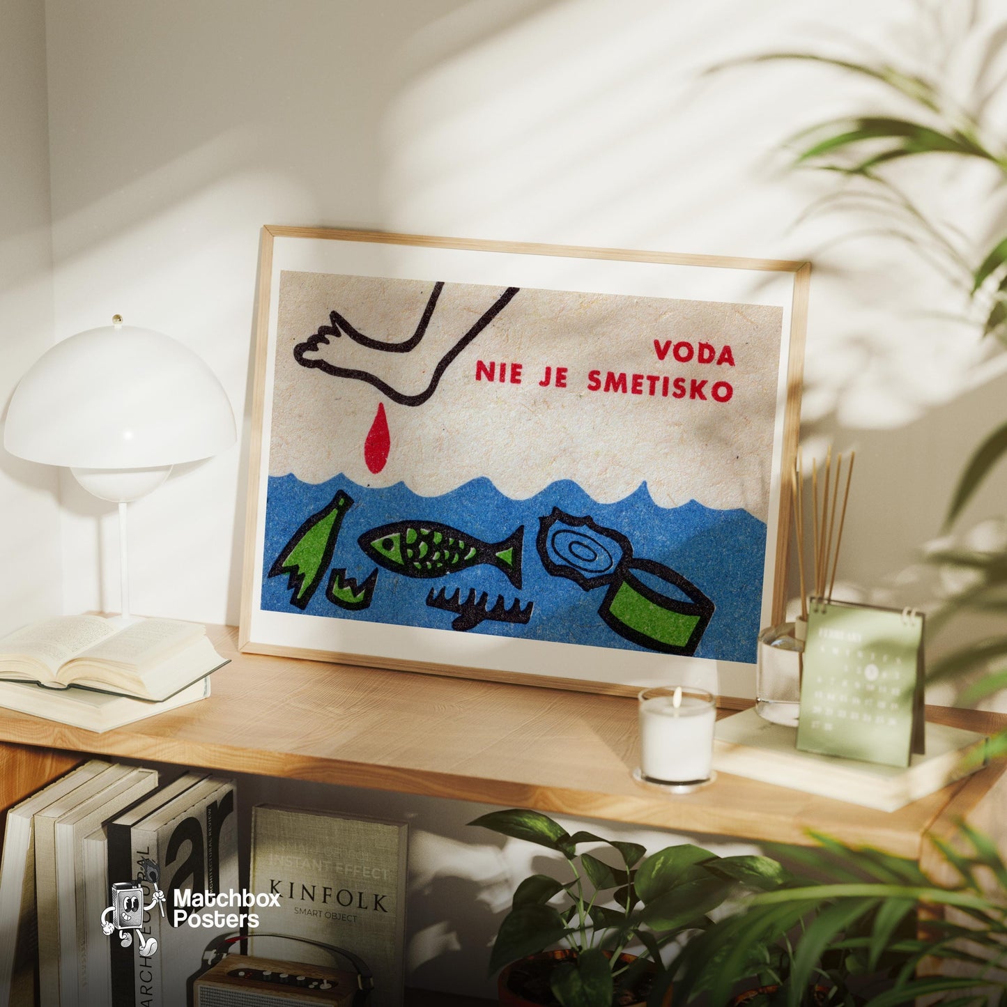 Beware of Dark Water - vintage matchbox label print - office wall