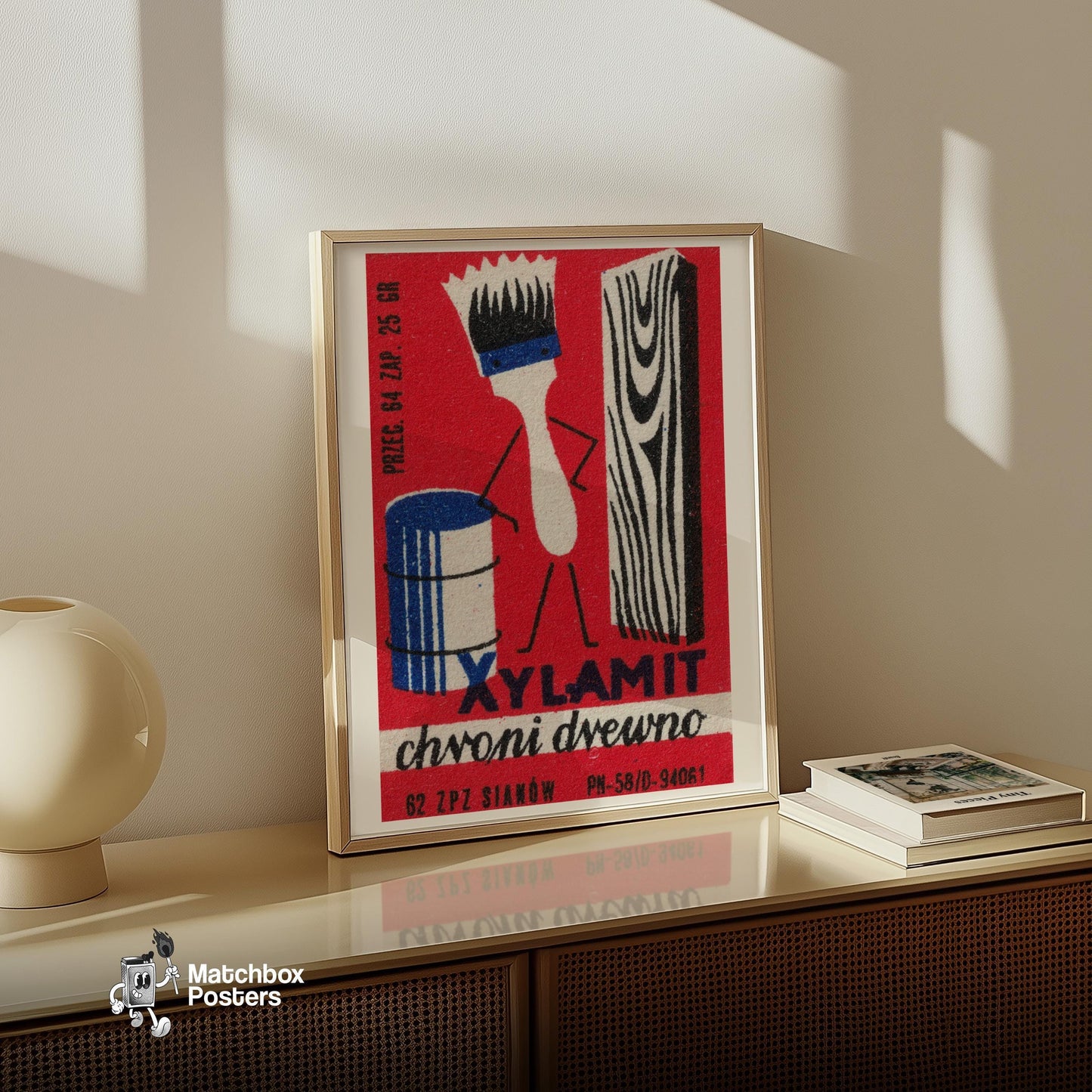 Paint Brush - vintage matchbox label print - size comparison