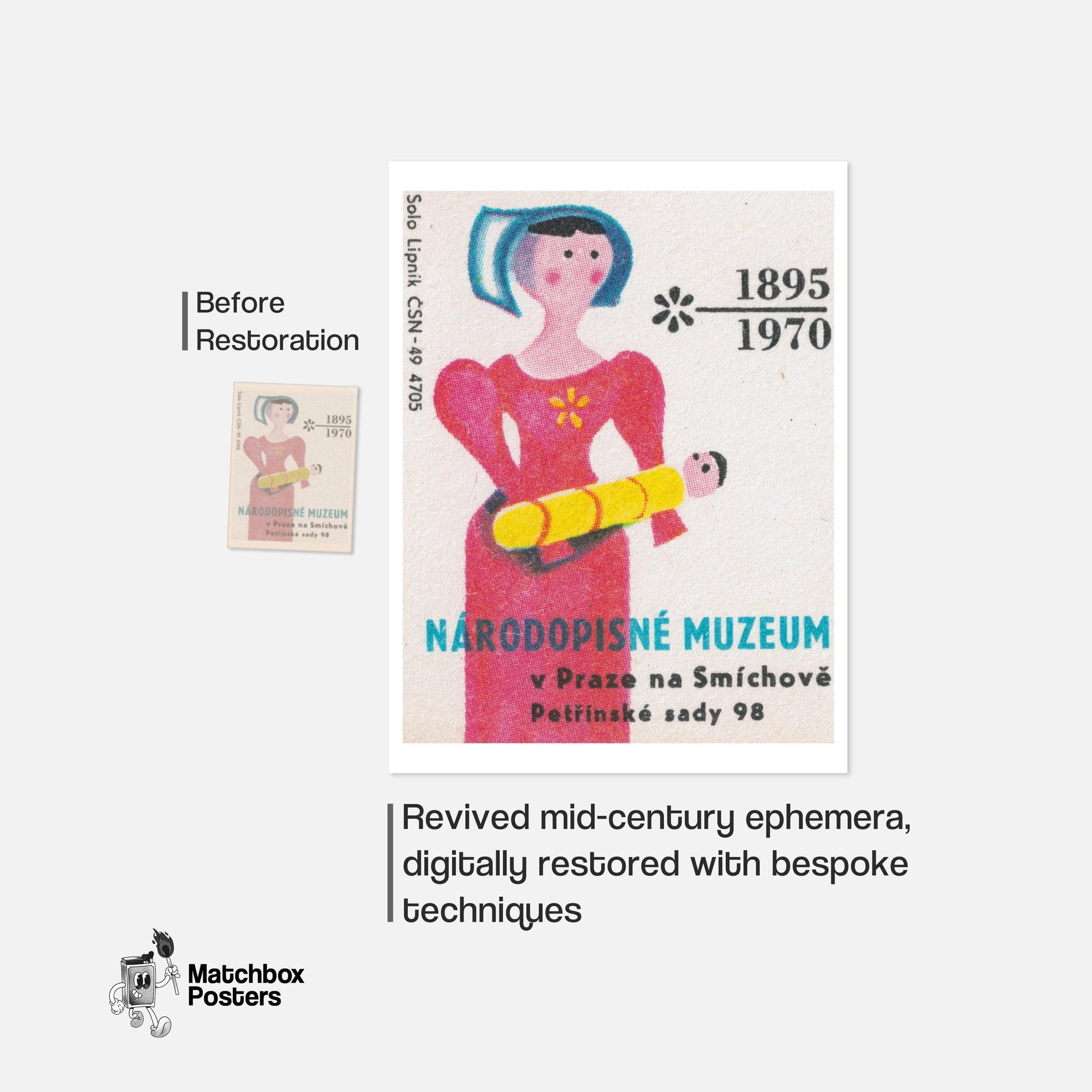 Traditional Woman - vintage matchbox label print - framed wall art preview