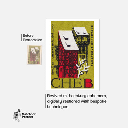 Red House - vintage matchbox label print - framed wall art preview