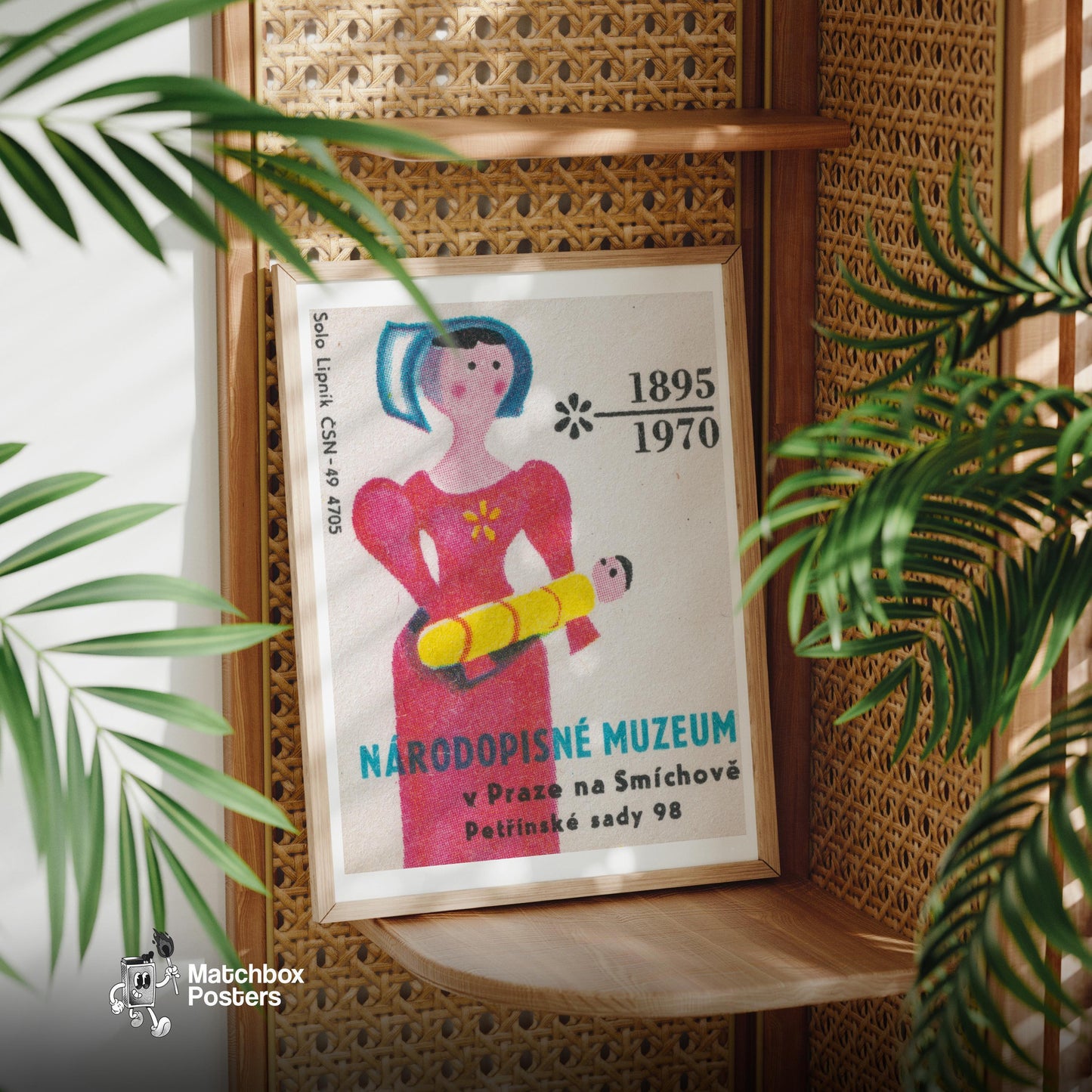 Traditional Woman - vintage matchbox label print - office wall