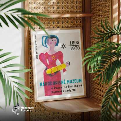 Traditional Woman - vintage matchbox label print - office wall