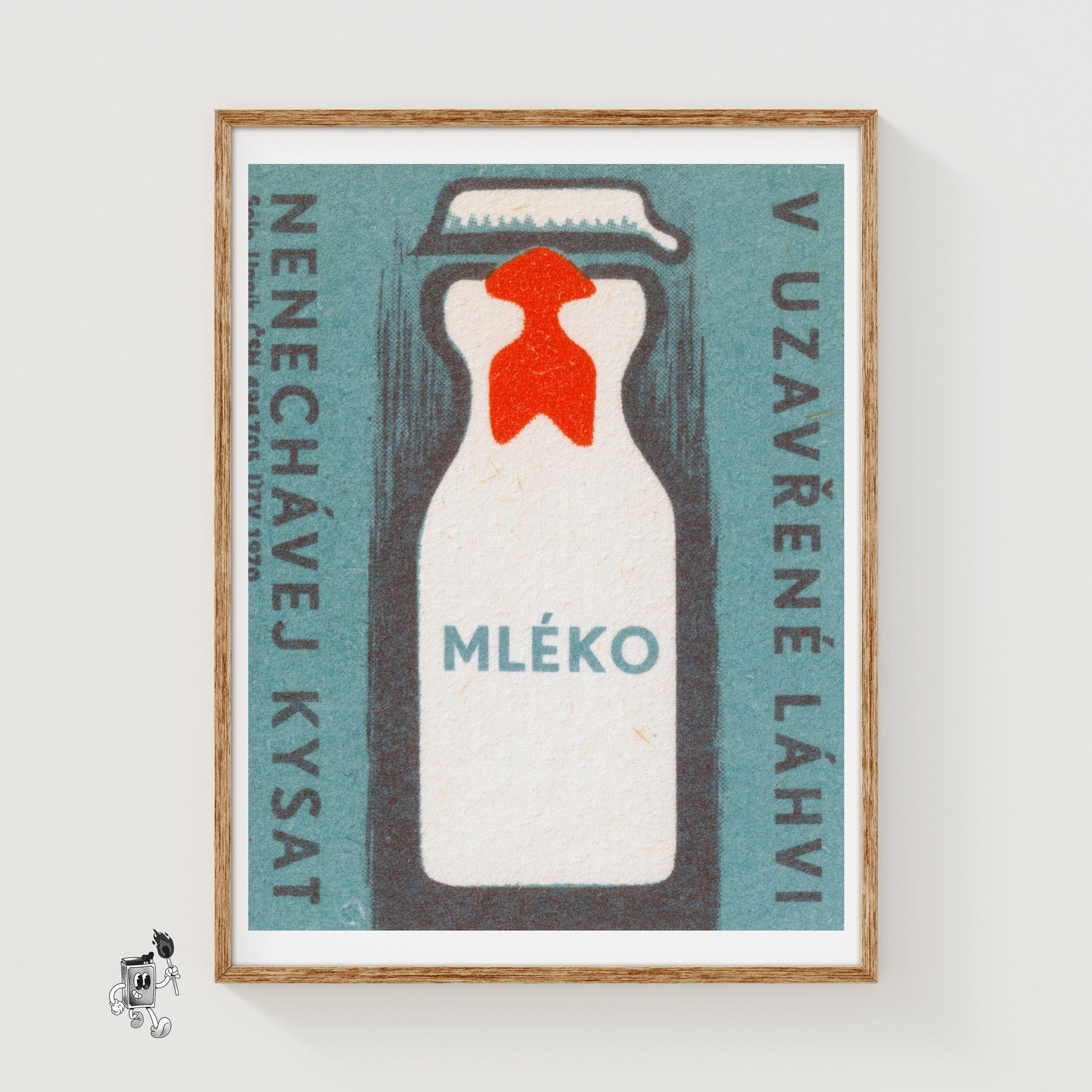 Milk Bottle - vintage matchbox label print