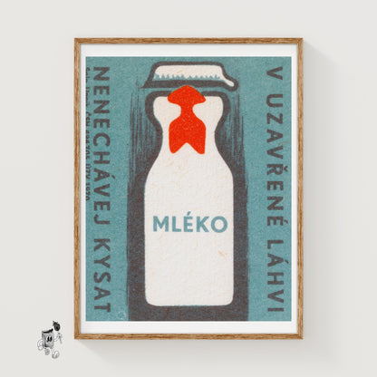 Milk Bottle - vintage matchbox label print