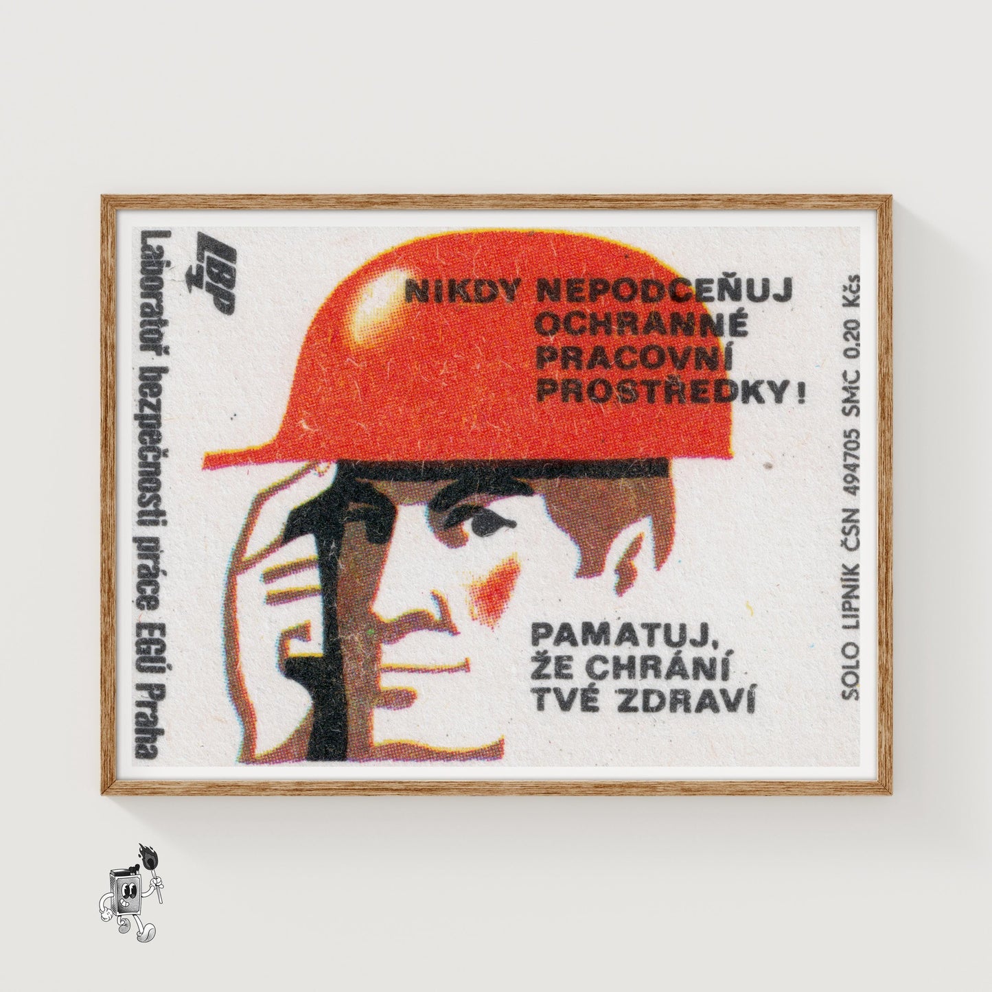 Safety Helmet - vintage matchbox label print