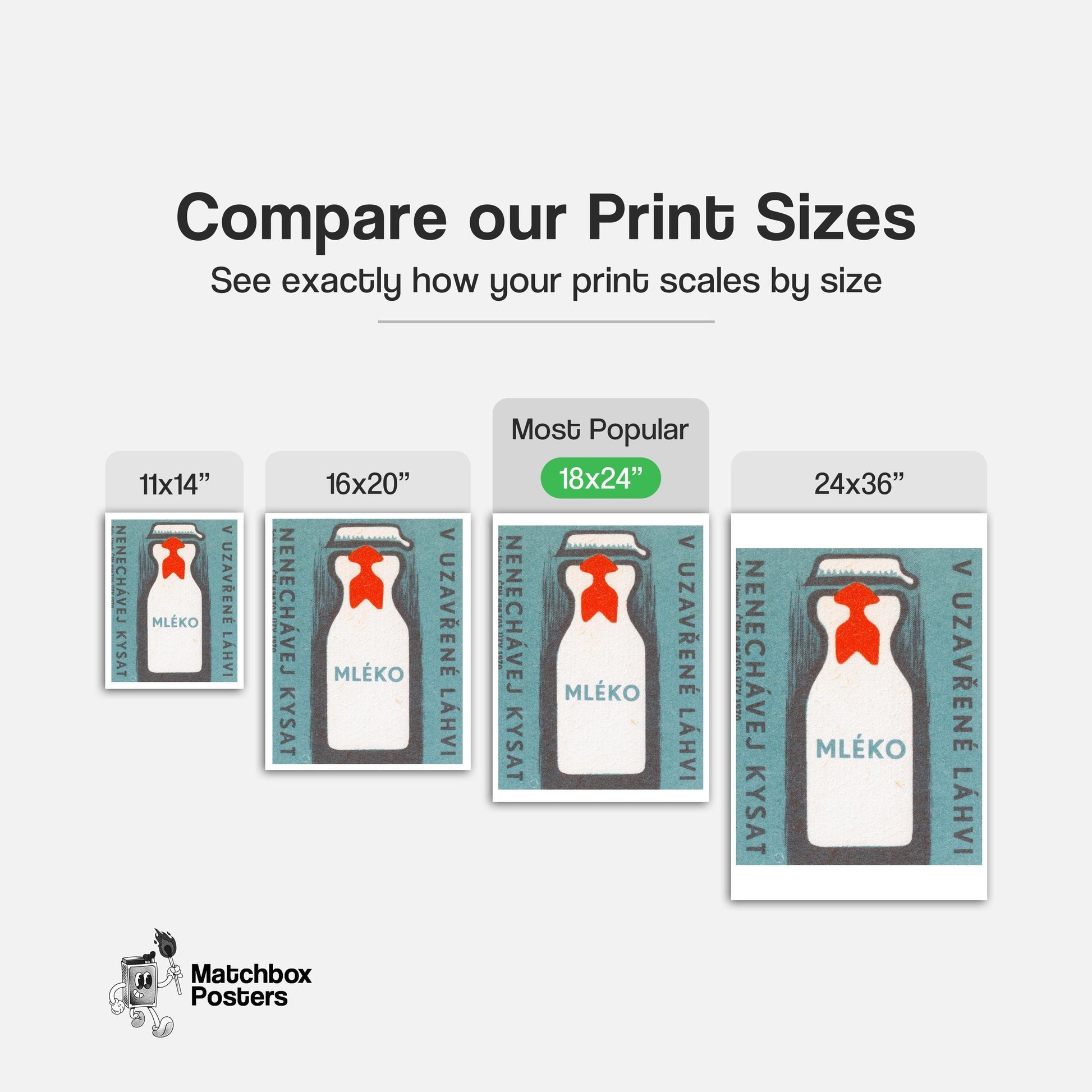 Milk Bottle - vintage matchbox label print - gallery wall preview