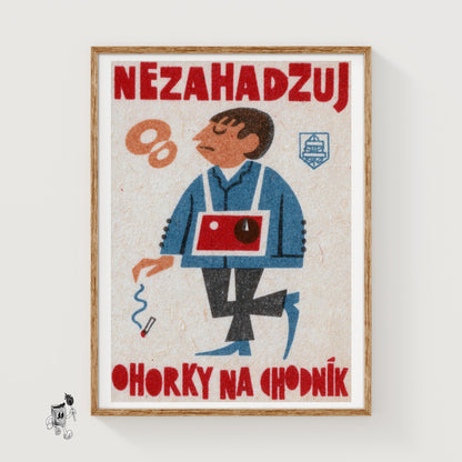 Cigarette Littering Warning - vintage matchbox label print