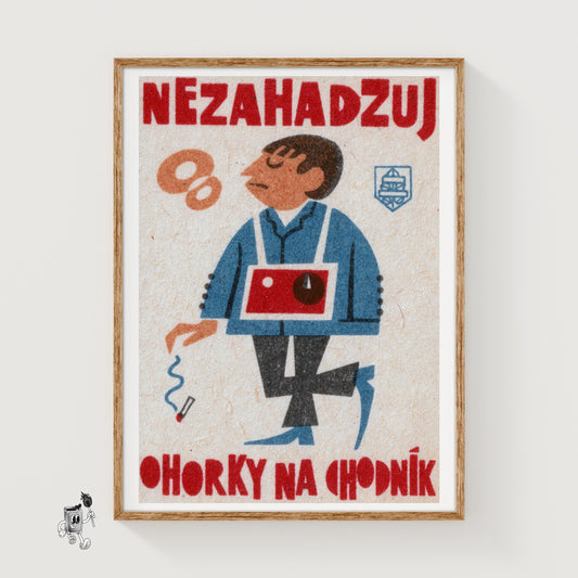 Cigarette Littering Warning - vintage matchbox label print