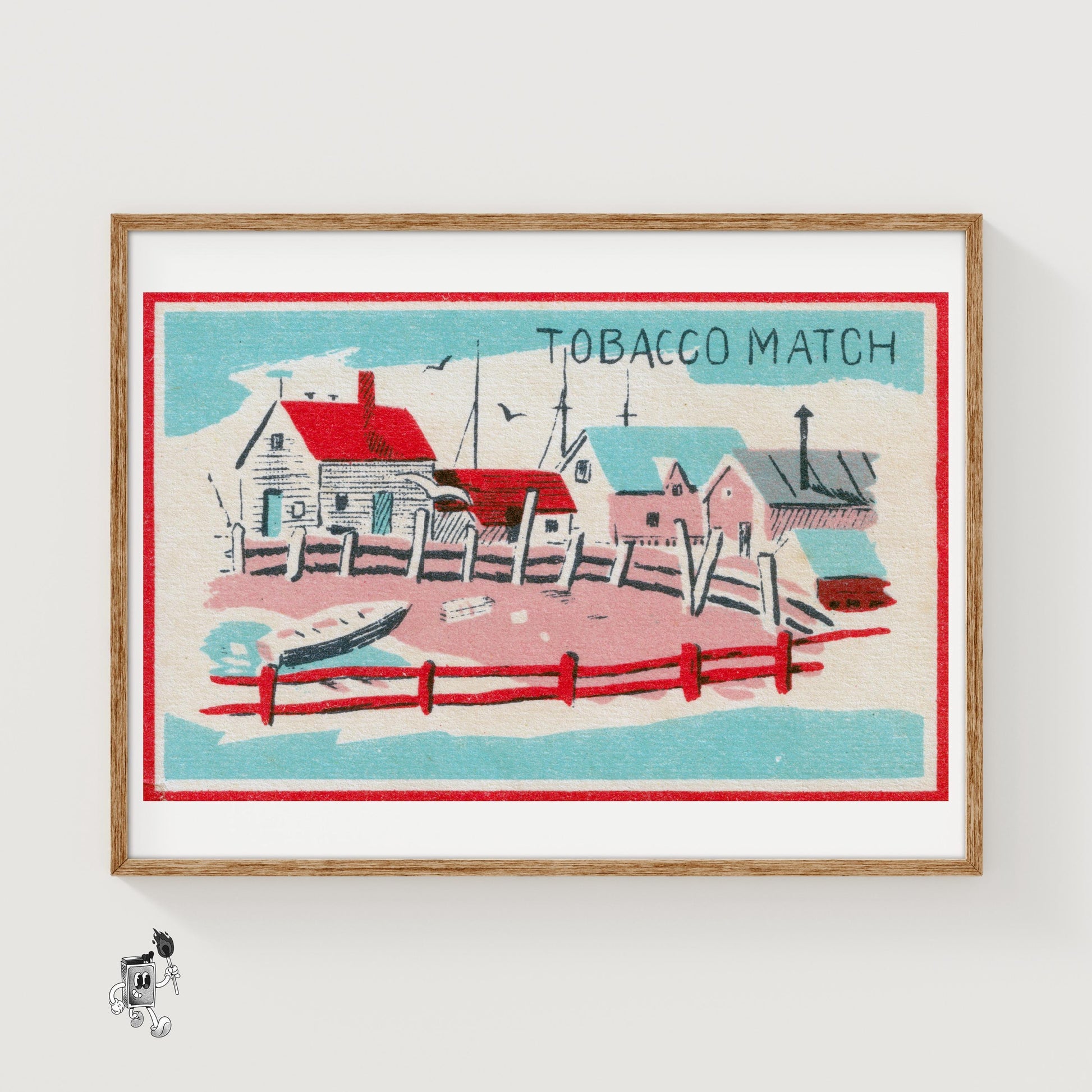 Seaside Tobacco Match - vintage matchbox label print