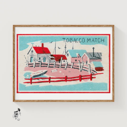 Seaside Tobacco Match - vintage matchbox label print
