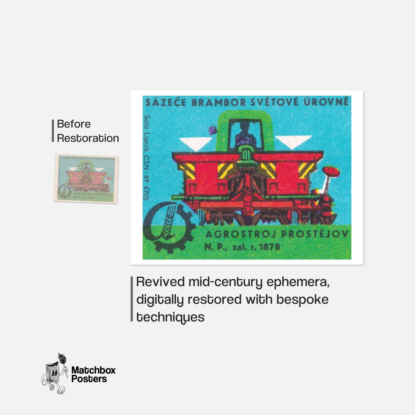 World Class Potato Planters - vintage matchbox label print - framed wall art preview