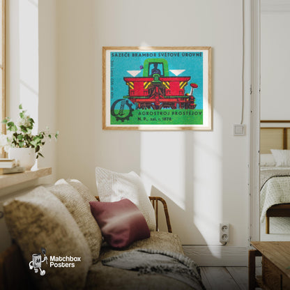 World Class Potato Planters - vintage matchbox label print - living room mockup