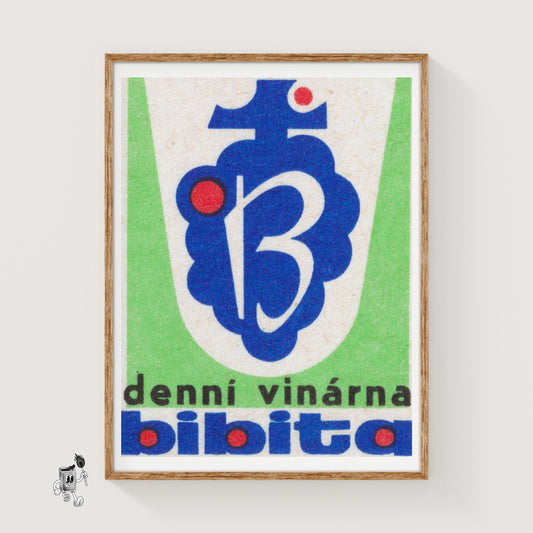 Blue Grape Wine Bar - vintage matchbox label print