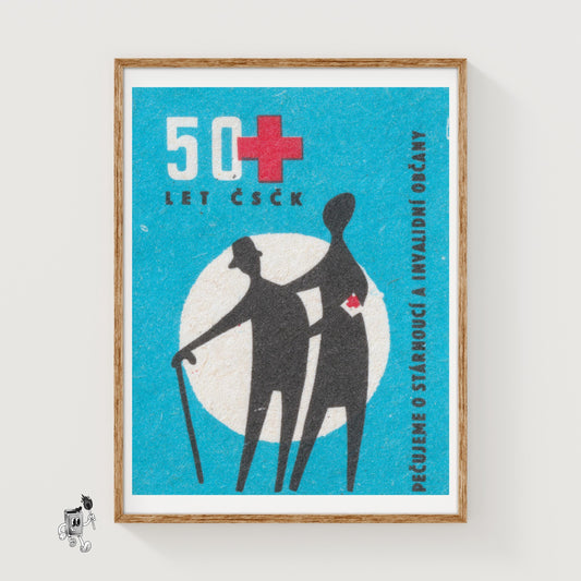 Elderly Care - vintage matchbox label print