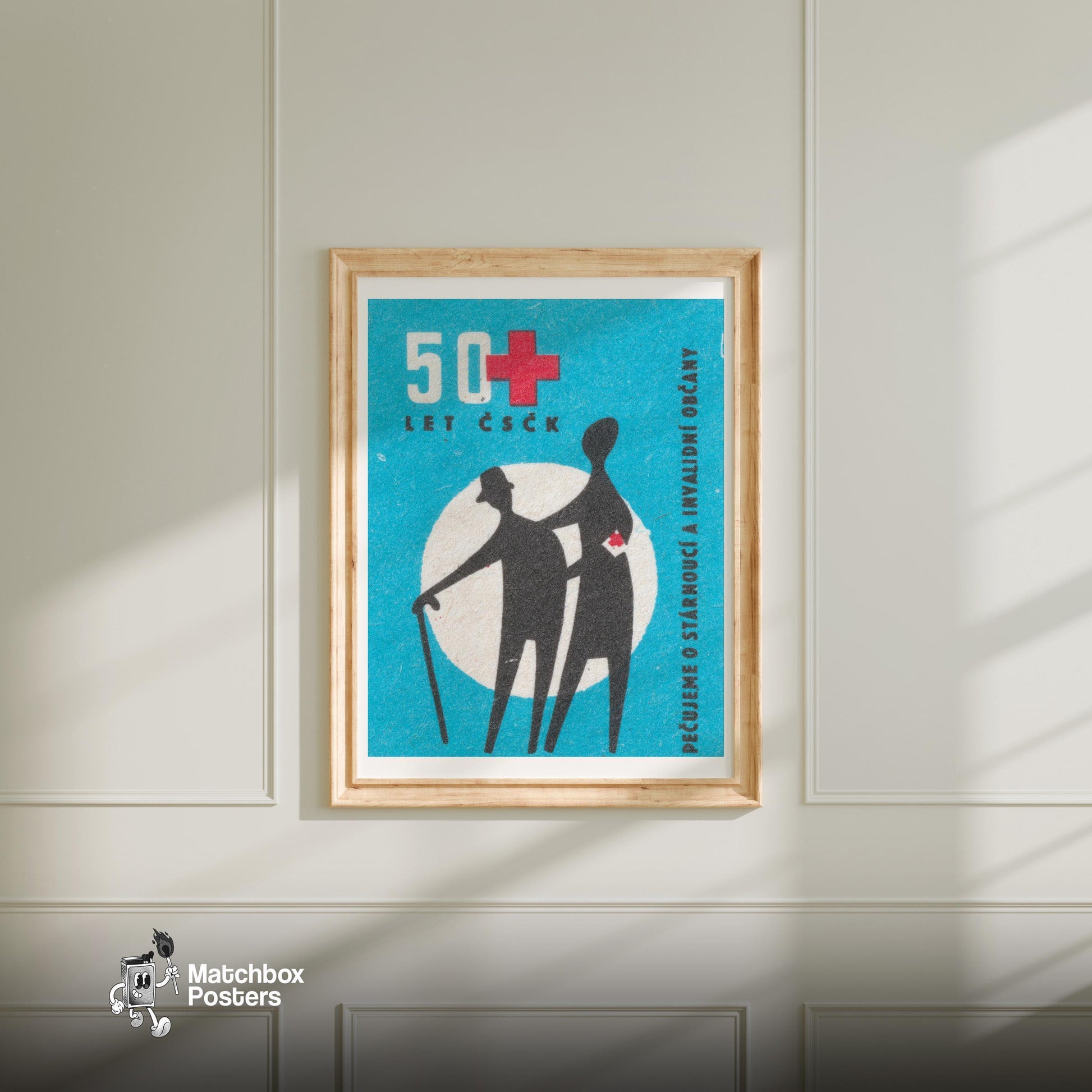 Elderly Care - vintage matchbox label print - bedroom mockup