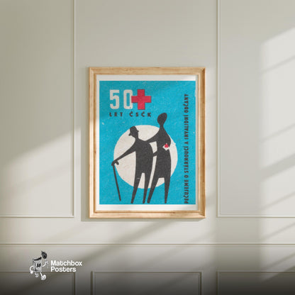 Elderly Care - vintage matchbox label print - bedroom mockup