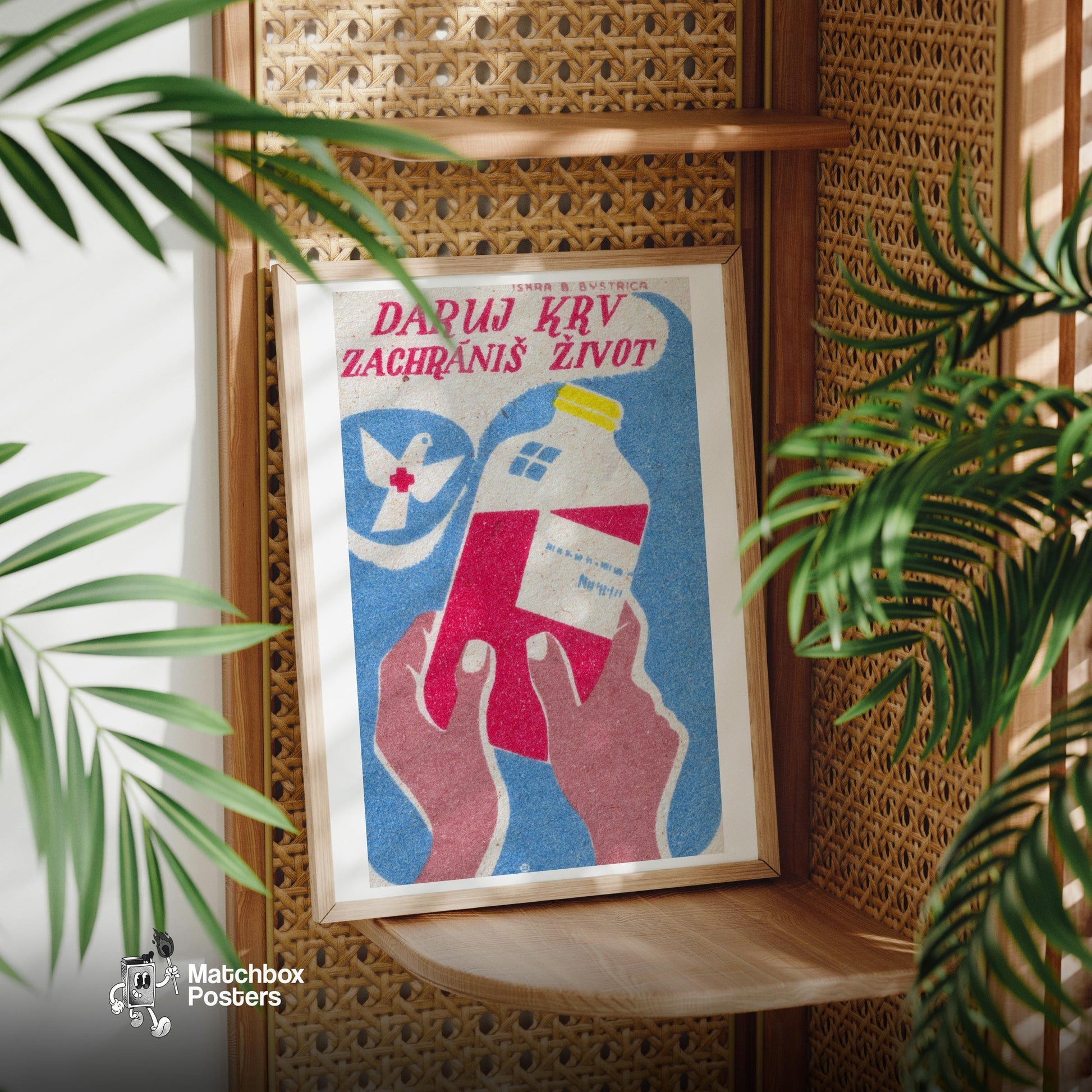 Blood Donation - vintage matchbox label print - office wall