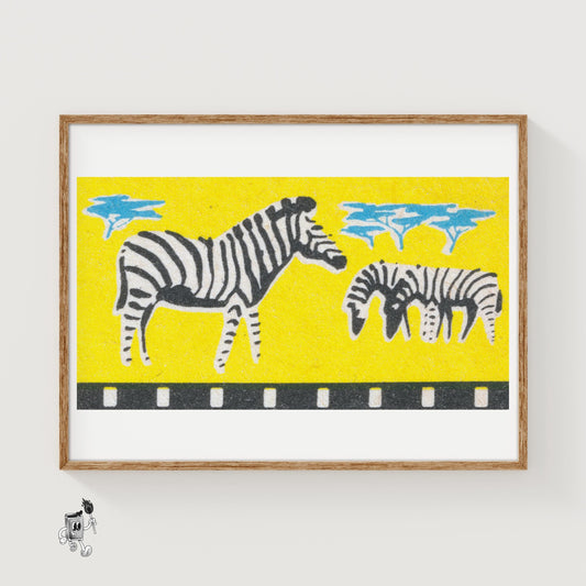 Zebras: Vintage - vintage matchbox label print