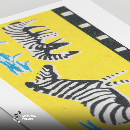 Zebras: Vintage - vintage matchbox label print - close-up detail