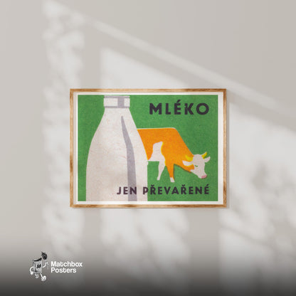 Milk Cow - vintage matchbox label print - bedroom mockup