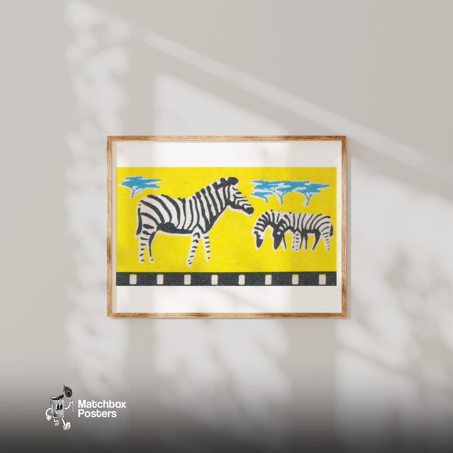 Zebras: Vintage - vintage matchbox label print - bedroom mockup