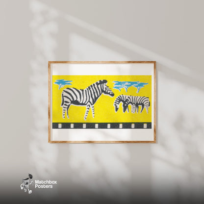 Zebras: Vintage - vintage matchbox label print - bedroom mockup