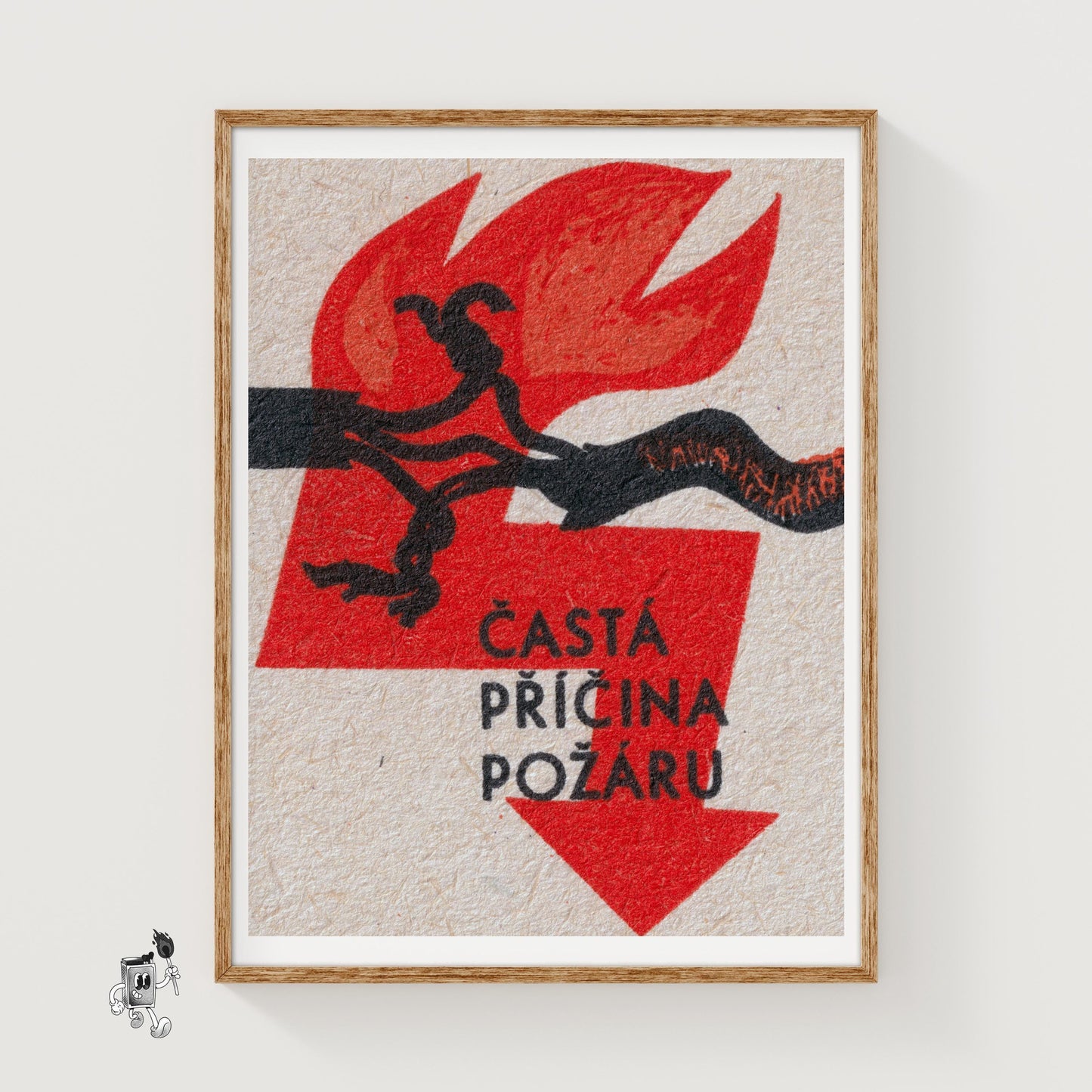 The Cause of Fire - vintage matchbox label print