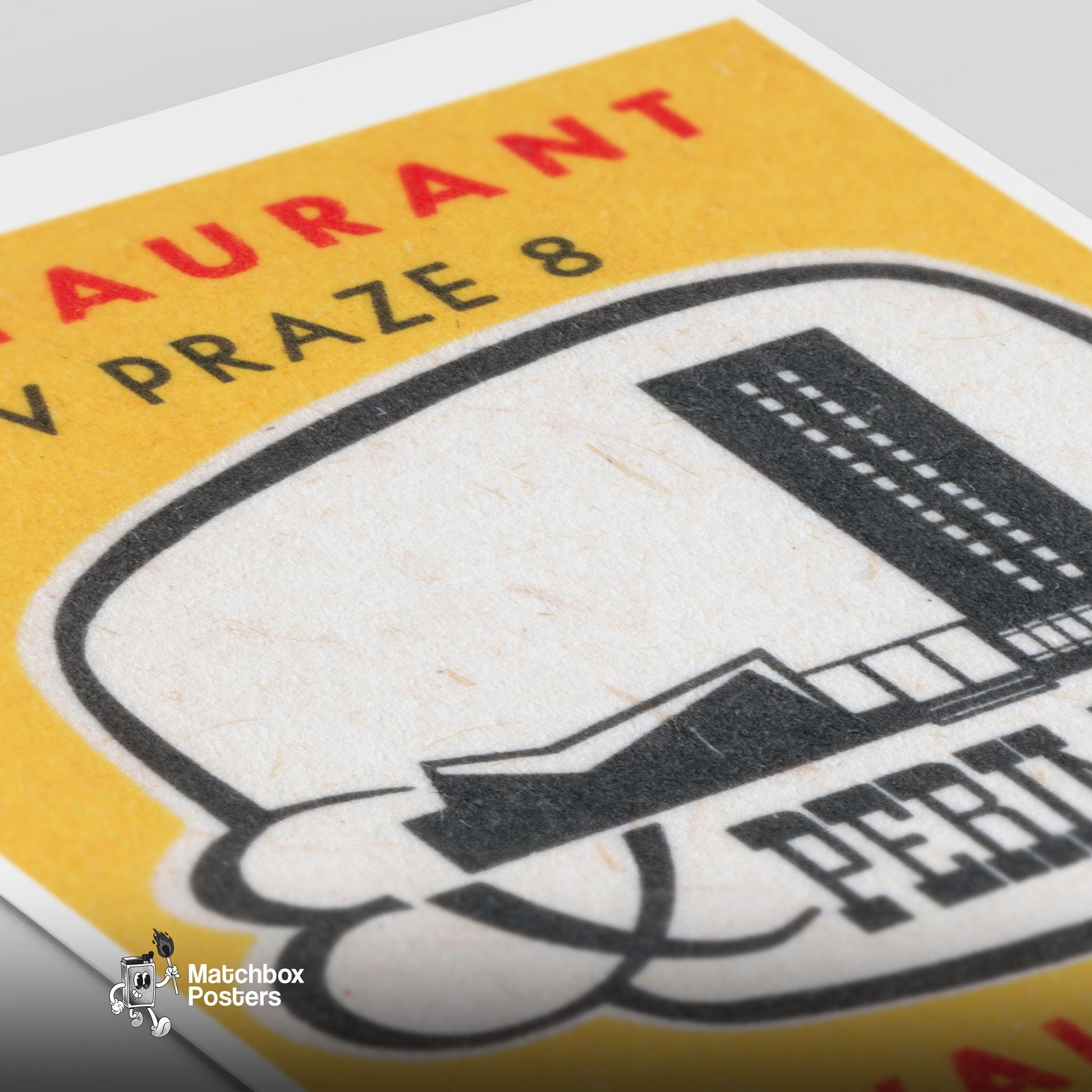 Modern Building - vintage matchbox label print - close-up detail