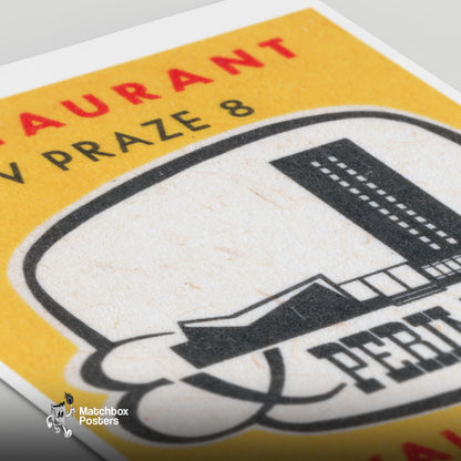 Modern Building - vintage matchbox label print - close-up detail