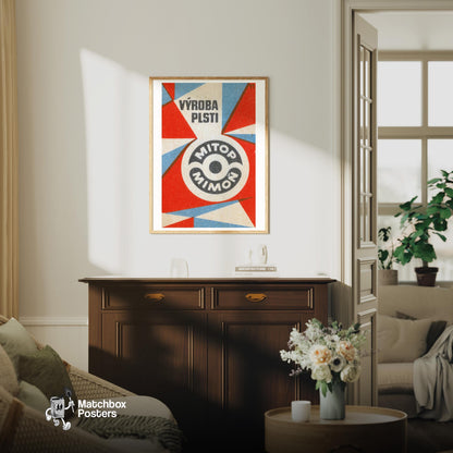 Production of Felt - vintage matchbox label print - living room mockup