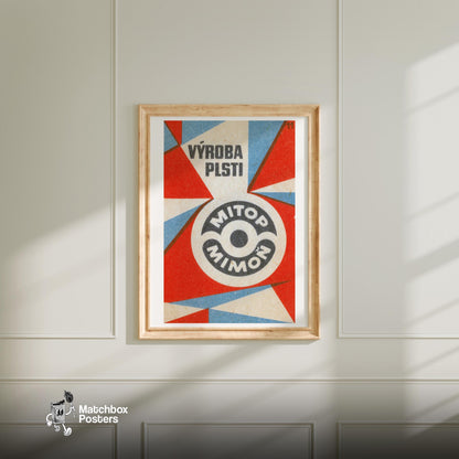 Production of Felt - vintage matchbox label print - bedroom mockup