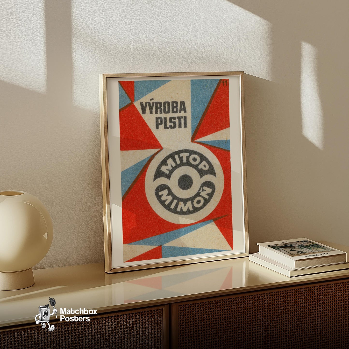Production of Felt - vintage matchbox label print - size comparison