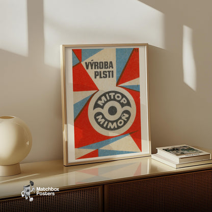 Production of Felt - vintage matchbox label print - size comparison