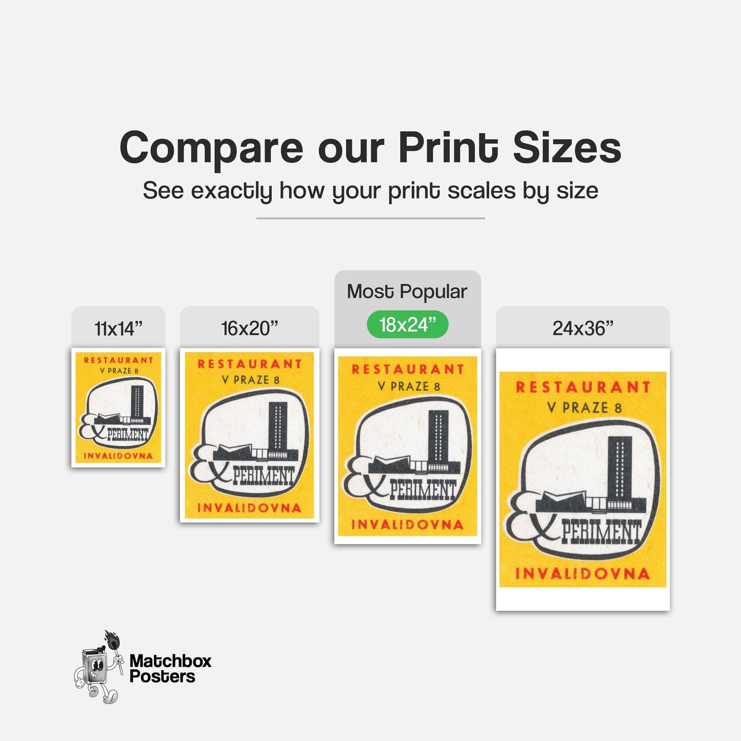Modern Building - vintage matchbox label print - gallery wall preview