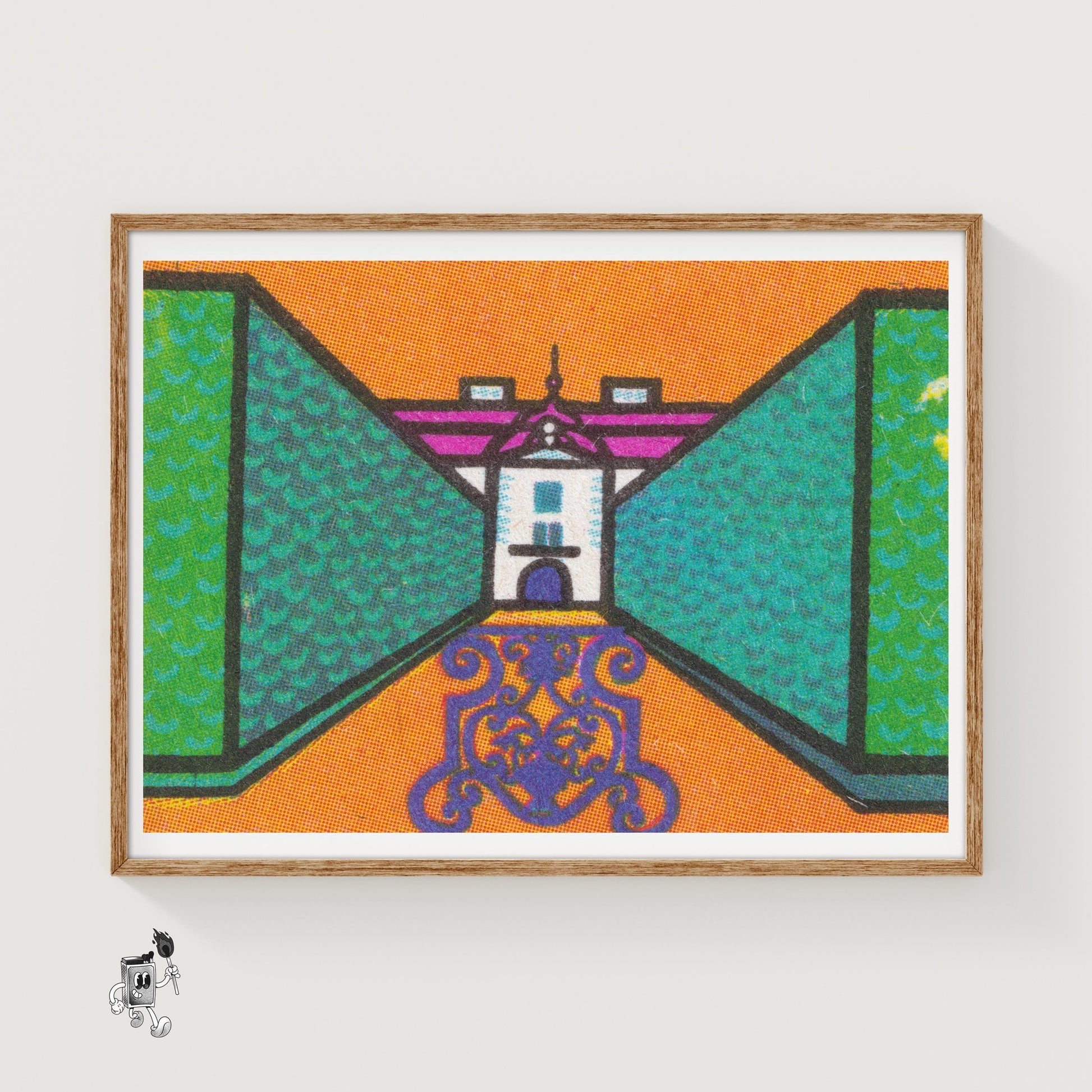 Building - vintage matchbox label print