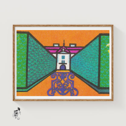 Building - vintage matchbox label print