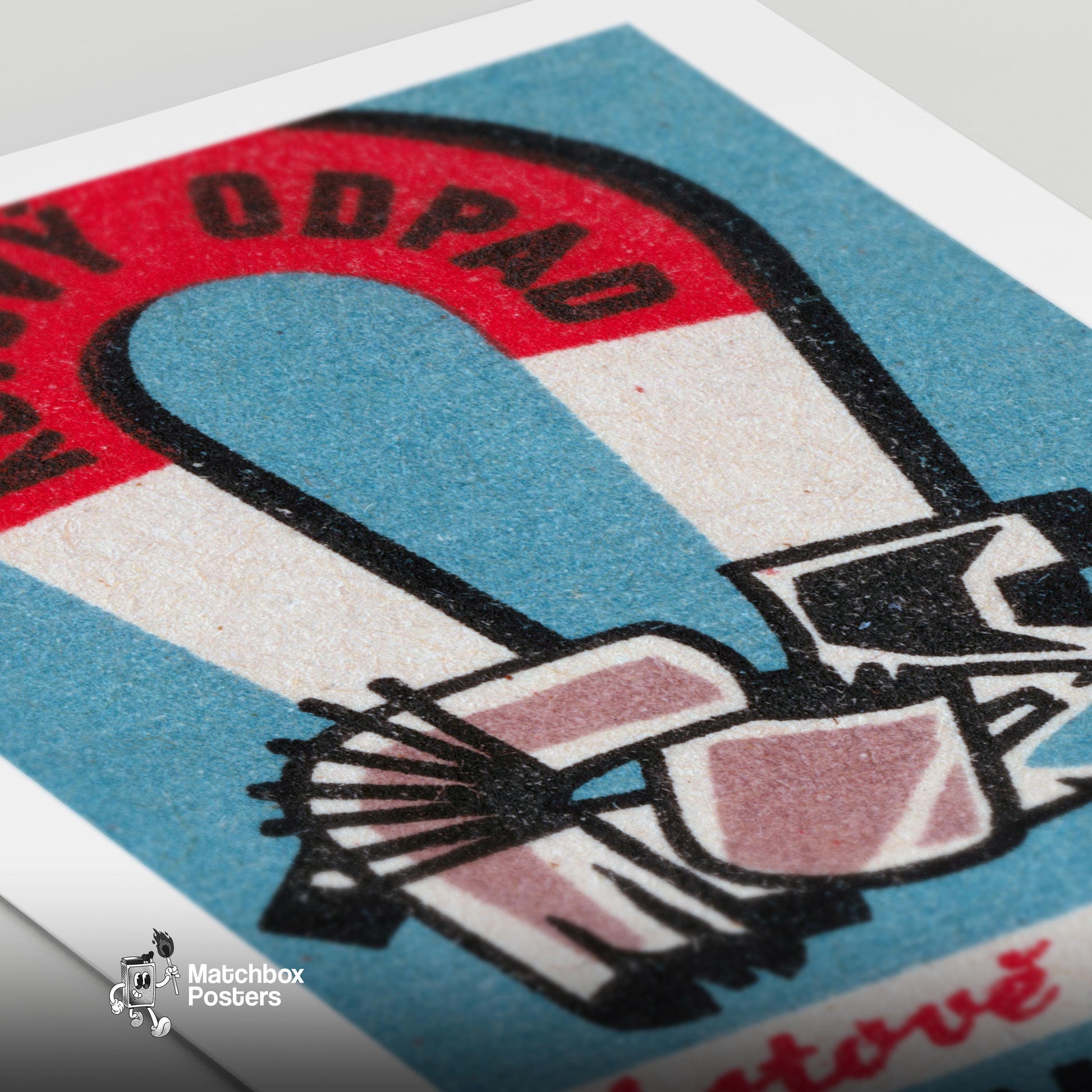 Magnetic Scrap Metal - vintage matchbox label print - close-up detail