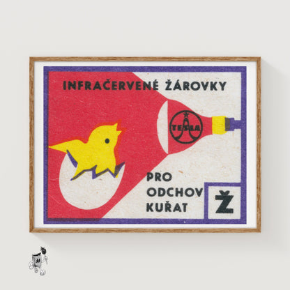 Hatching Chicks - vintage matchbox label print