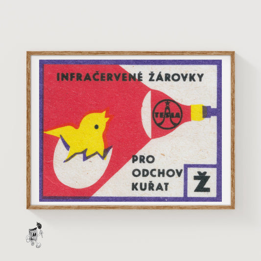 Hatching Chicks - vintage matchbox label print