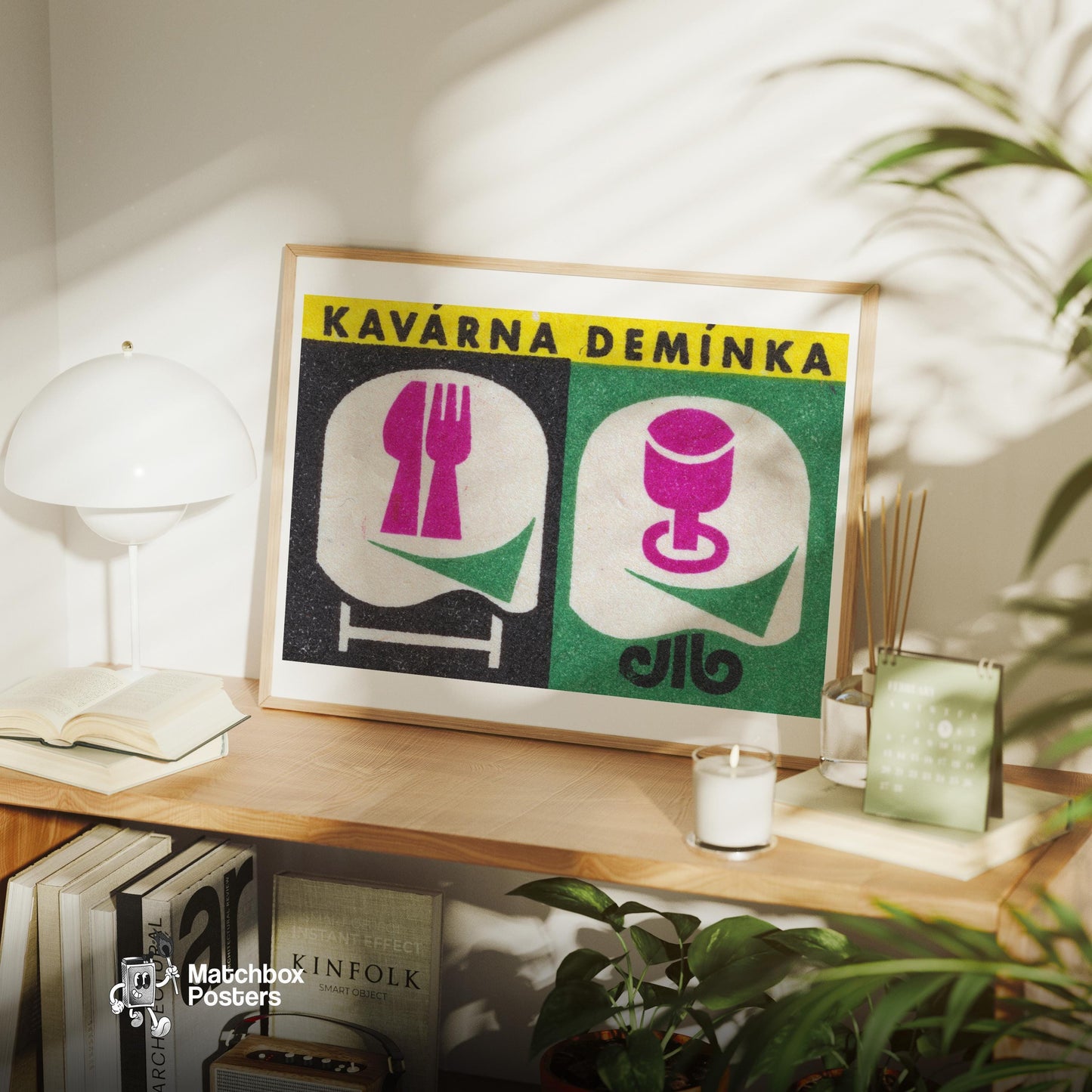 Cafe Deminka - vintage matchbox label print - office wall