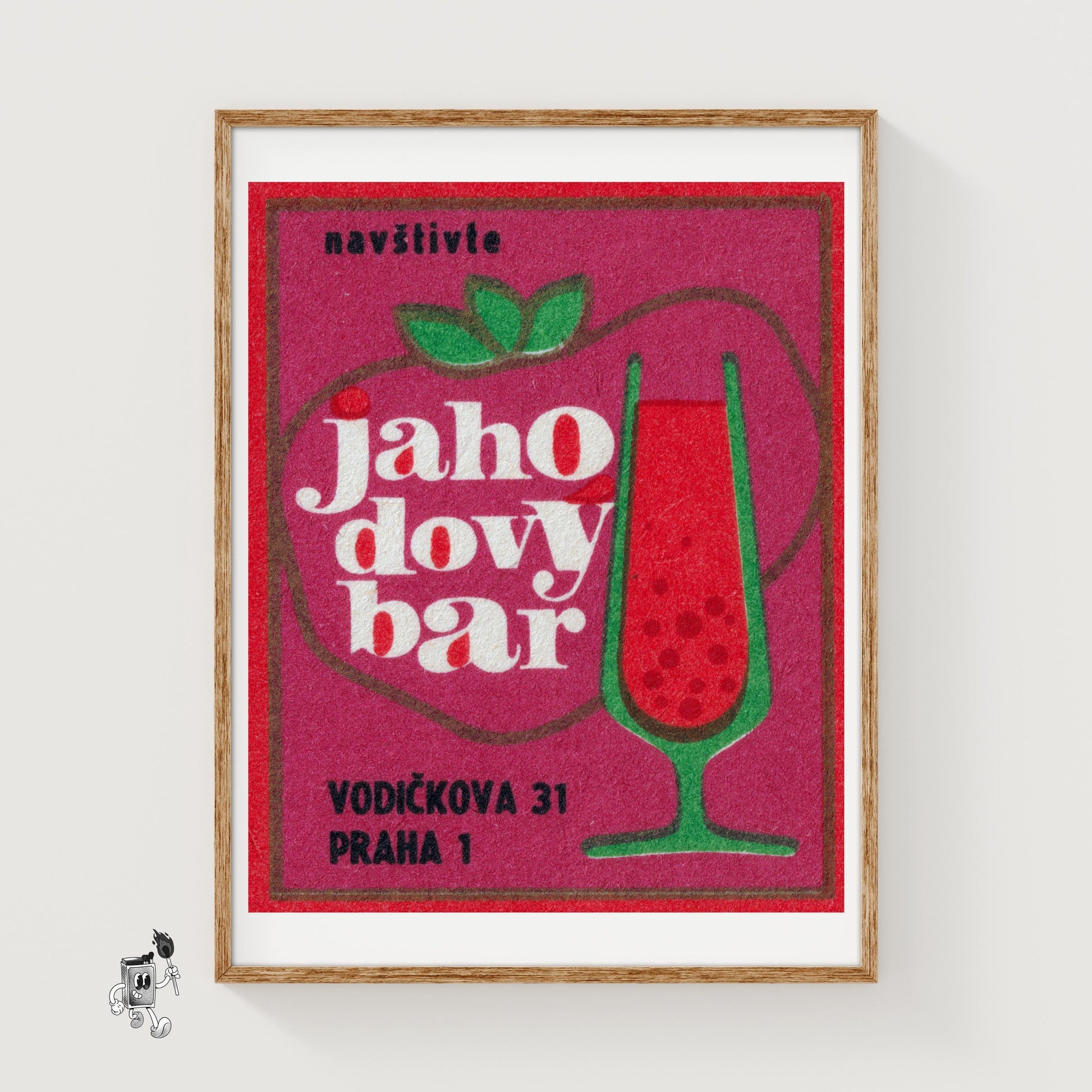 Strawberry Drink - vintage matchbox label print